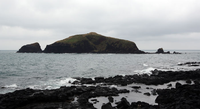 Chagwido Island can be approached by boat from Gosan Port. This outlying rock is said to be shaped like a large whale floating on the sea.